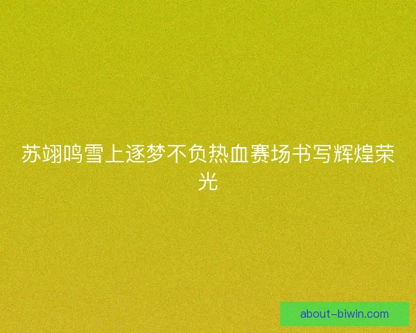 苏翊鸣雪上逐梦不负热血赛场书写辉煌荣光