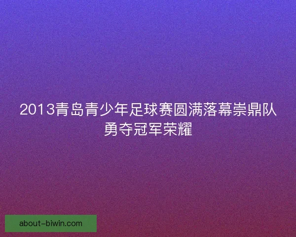 2013青岛青少年足球赛圆满落幕崇鼎队勇夺冠军荣耀 2013青岛青少年足球赛圆满落幕崇鼎队勇夺冠军荣耀