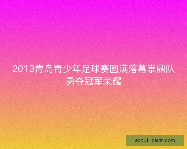 2013青岛青少年足球赛圆满落幕崇鼎队勇夺冠军荣耀